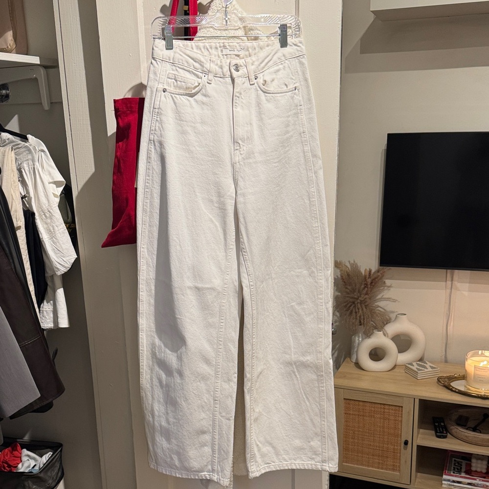Mango Barrel Leg Women's White Jeans